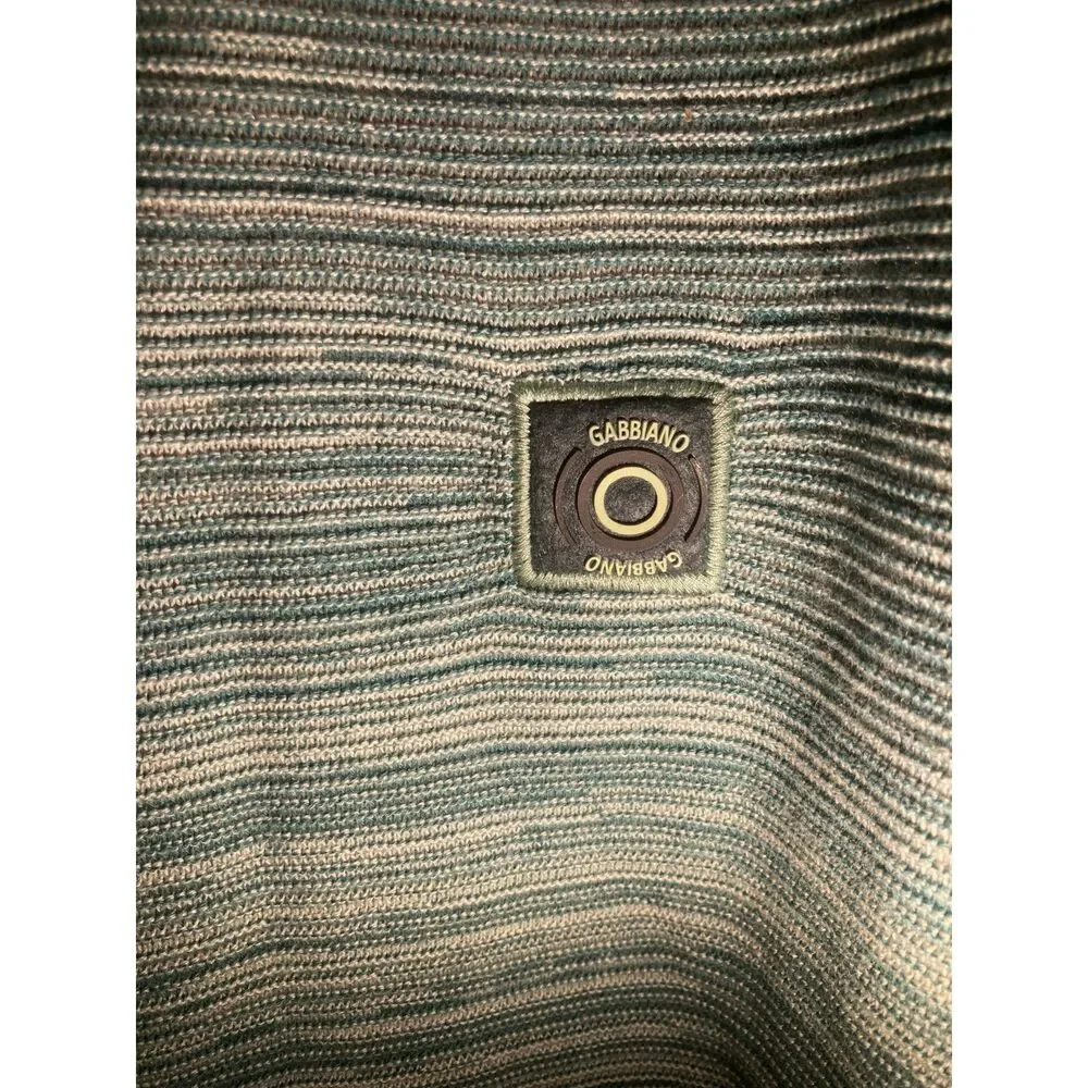 Gabbiano Mens Crewneck Knit Sweater L Green Blue Melange Space Dye Pullover